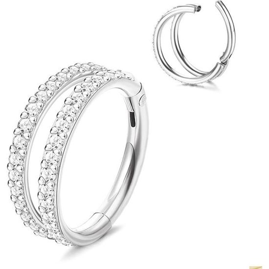 Piercing Lèvre / Nez Anneau Clicker Acier 316L Métallisé Charnière