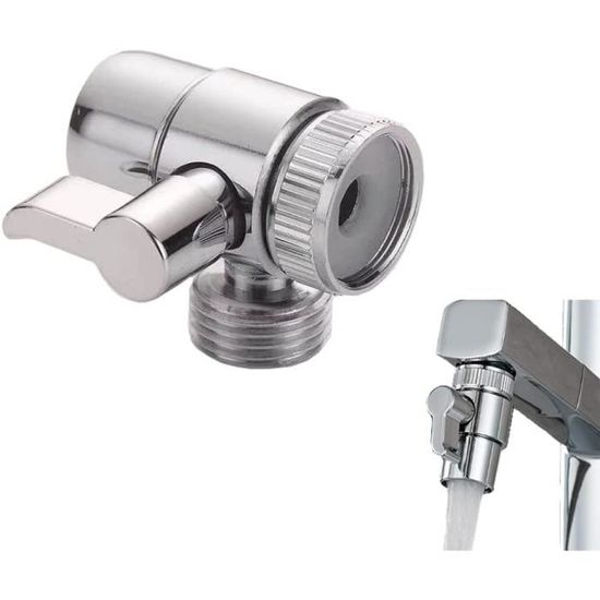 Kit de douche thermostatique à 3 fonctions avec inverseur - Pommeau de douche 20 cm, bec verseur baignoire et kit douchette sur rampe – Chromé et blanc - Elizabeth