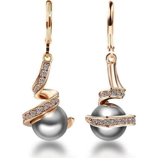 boucles d'oreilles argent 925 pl or perles de culture pierre précieuse