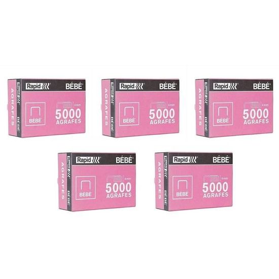 Lot De 5 Boîtes RAPID - 5000 Agrafes Bébé Cuivrées 6mm (Réf. 11974602)