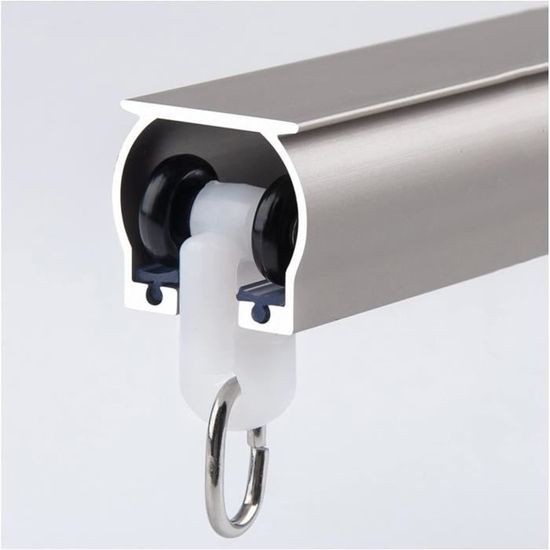 Rail à Rideaux Pour Plafond Ou Mur - Longueur Réglable De 50 Cm à 6 M - En Aluminium Avec Roulettes Silencieuses - 4
