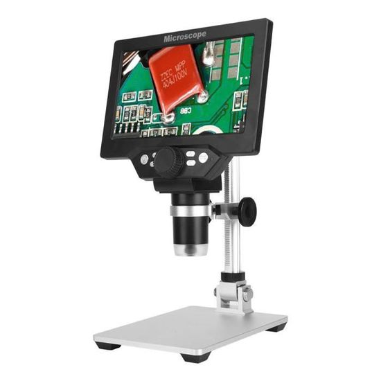 Cikonielf Microscope électronique Microscope numérique électronique haute définition 12MP 7 pouces LCD 1200X 100-240V (prise UE)