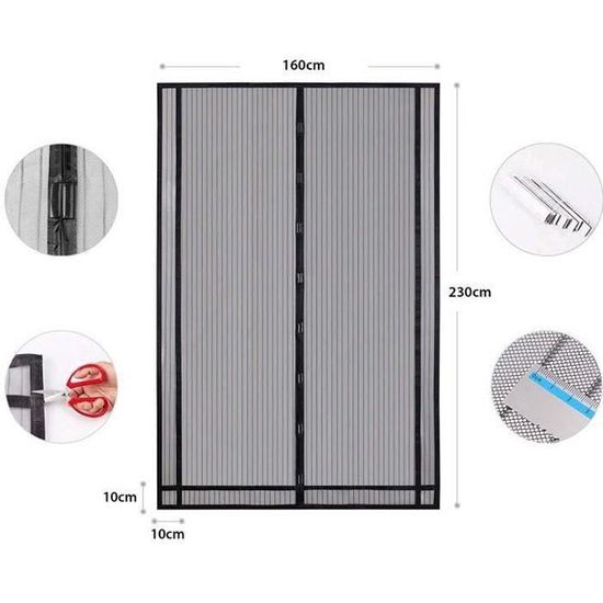 Rideau De Porte Magnétique Sekey - 90x210 Cm, Isolant Thermique, Imperméable, Avec Fenêtre Et Velcro - 9