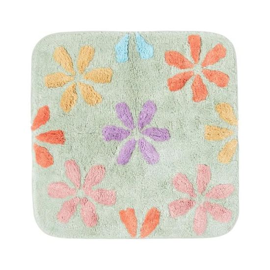 Tapis De Bain Carre Antiderapant A Fleurs En 100 Coton 50 X 50 Cm Cdiscount Puericulture Eveil Bebe