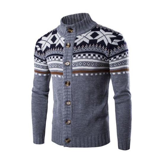 Cardigan De Noël Couple Patineur - Bleu Moyen, Taille M, Motifs Arbres Et Perles, Occasion Très Bon état