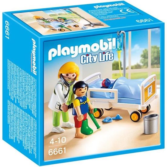 PLAYMOBIL - City Life - L'Hôpital Pédiatrique - Chambre d'Enfant avec Médecin