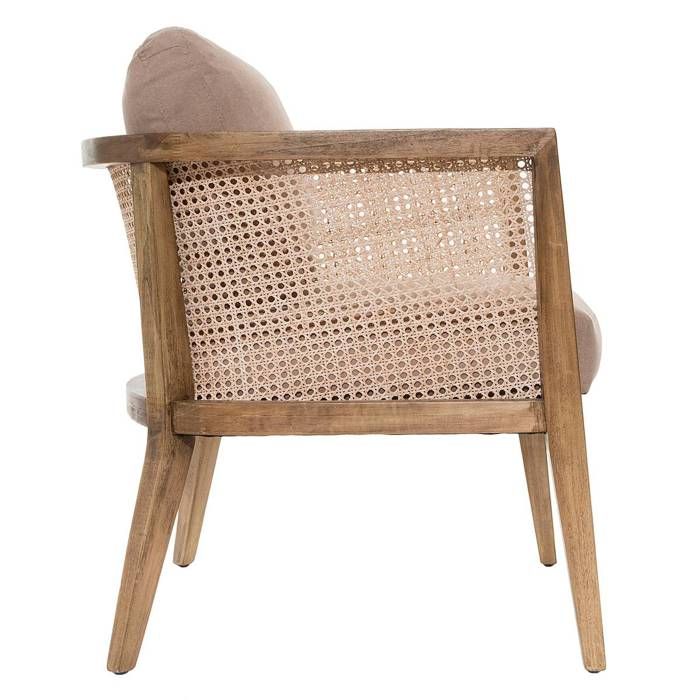 Atmosphera - Fauteuil en Bois de Peuplier et Cannage H 79 cm Taupe
