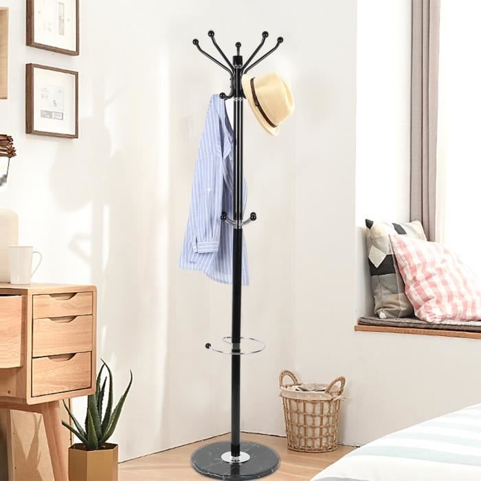 BOZ PORTE-MANTEAU hauteur 173,5cm - 8 Crochets arrondis - Support sur Pieds en Forme d’Arbre, pour Manteaux, Chapeaux, Sacs, pour en
