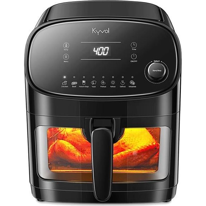 1350W Friteuse à Air Électrique sans Huile Kyvol - 60 Format Familial, 5.5 Litres, Arrêt Auto, Panier Antiadhérant, Crispy Fryer