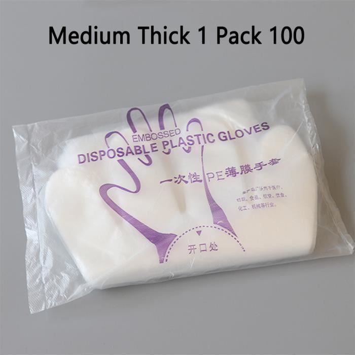 100 PCS Plastique Gants jetables Traiteur, Bricolage, Nettoyage Teinture Capillaire Gants