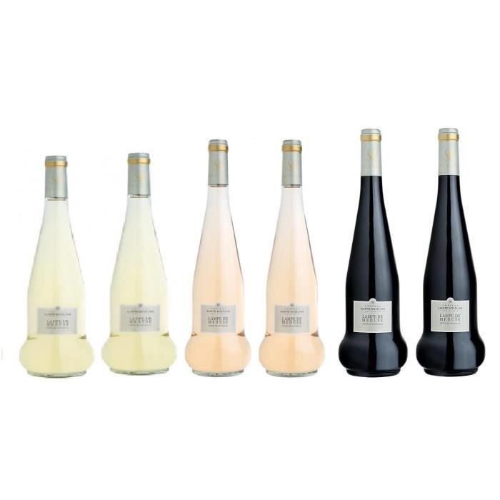 Lot découverte 6 bouteilles Château Sainte Roseline Lampe de Méduse - vin blanc - rosé - rouge 2017