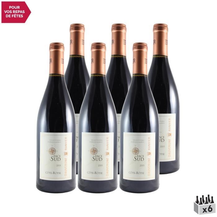 Côte Rôtie Face Sud Rouge 2015 - Lot de 6x75cl - Dauvergne - Ranvier - Vin AOC Rouge de la Vallée du Rhône - Cépage Syrah