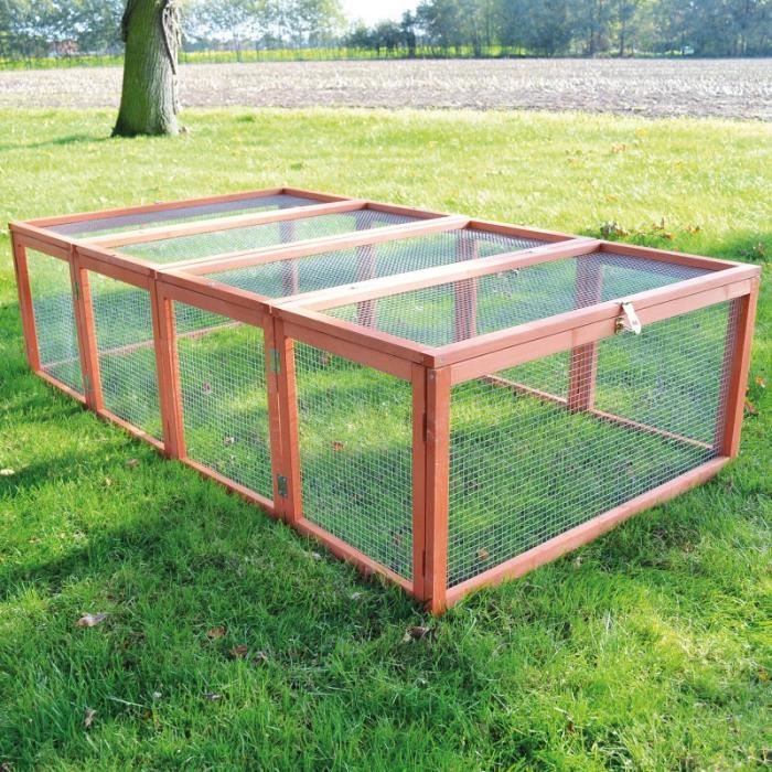 Clapier á lapins Rabbit Run 2020 extérieur. Idéal pour petits animaux- particulièrement robuste et grand cadre en bois- Cage Mobile