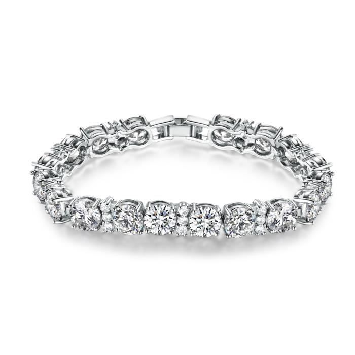 GULICX Bracelet Femme-Fille“Vos Yeux Claire”-Plaqué platine Cubique Zircon CZ Avec SWAROVSKI Elément-Parfait Bijou de Mariage,Soi