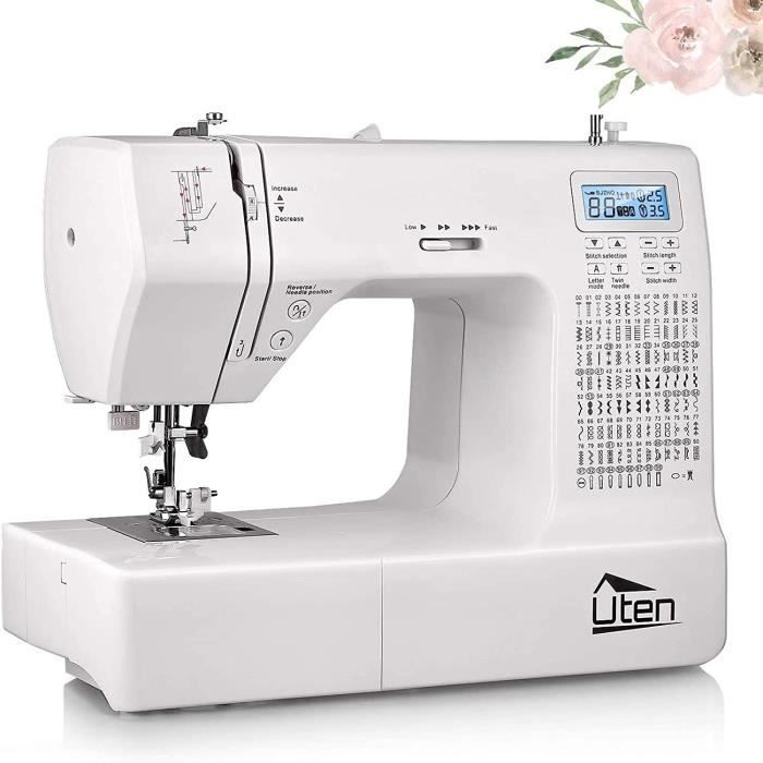 Uten Machine à Coudre Electronique 200 Points 8 Types de Boutonnières avec Ecran Multifonctions