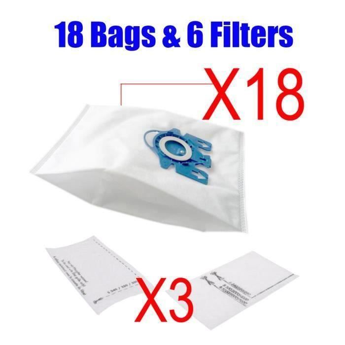 18pcs Aspirateur Sacs à Poussière + 6pcs Filtres Digne Miele 3D GN COMPLET C2 C3 S2 S5 S8 S5210 S5211 S8310 L44451