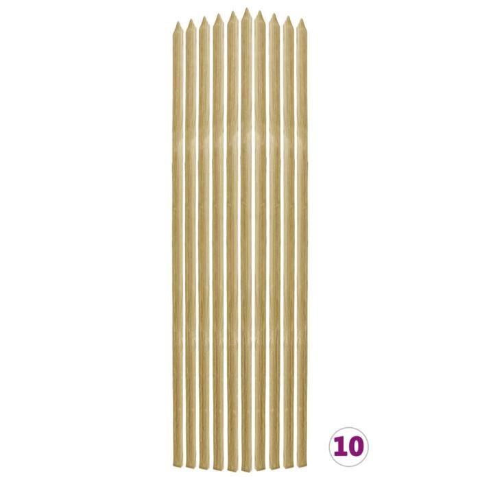 DECO��8093Moderne parfait Lot de 10 Piquets de plantes 2,8x2,8x150 cm Pin im Piquets de plantes 10 pcs 2,8x2,8x150 cm Pin imprégné