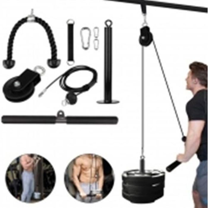 Poulie Musculation 2 en 1 Fitness Musculation Poulie Tirage avec Corde Tricep Robuste,Système de Sport à Domicile pour Avant-Bras