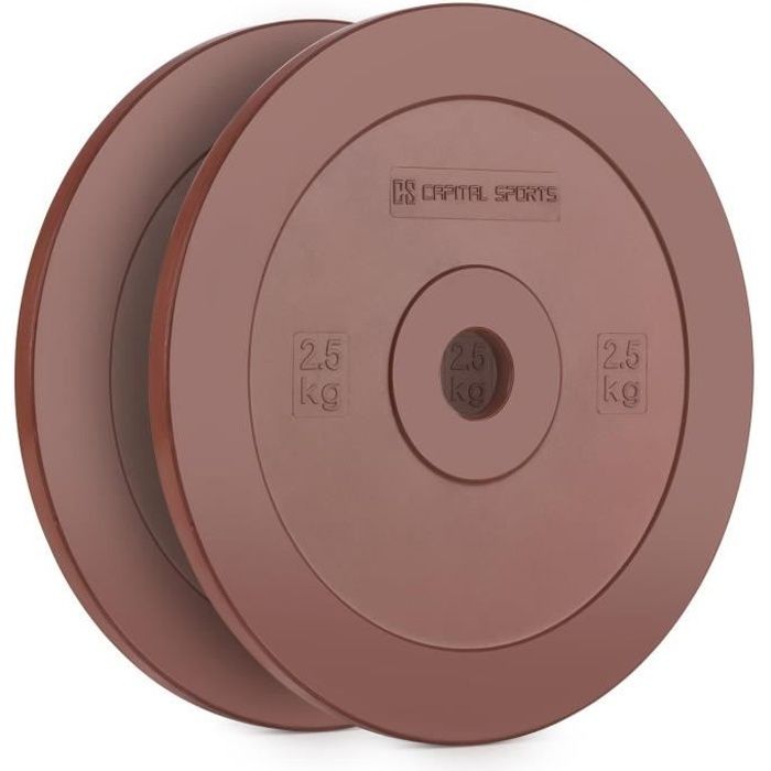 CAPITAL SPORTS Methoder Paire de disques en caoutchouc pour haltérophilie ou cross-training (ouverture standard 50mm) - 2x 2,5kg