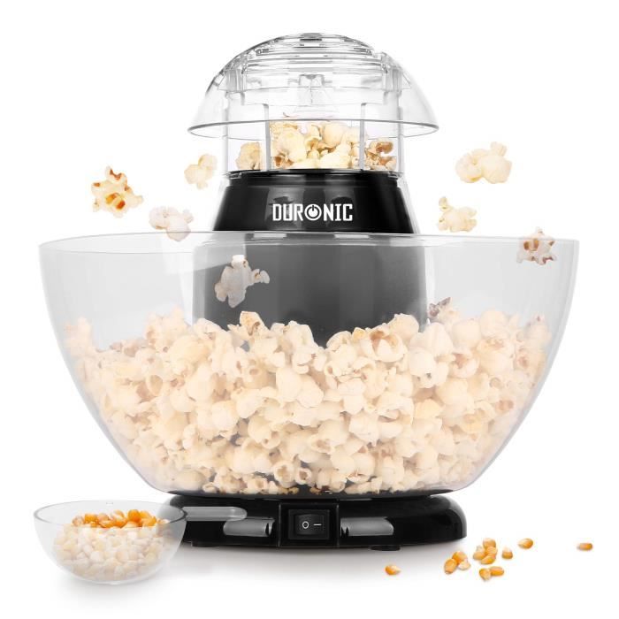 Duronic POP50 Appareil à Popcorn - Capacité de 50 gr avec bol démontable - Cuisson électrique à air chaud de mais soufflé sans