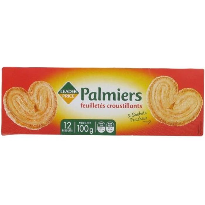Biscuits palmiers feuilletés croustillants - 100g