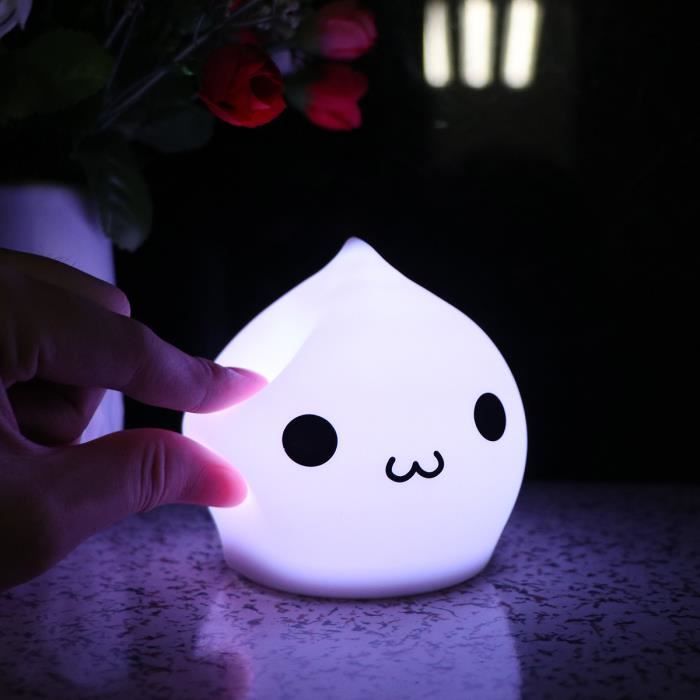 Silicone goutte d'eau lumière de nuit LED Multi-couleur capteur tactile lampe de table de chevet lampe de nuit cadeau de Noël