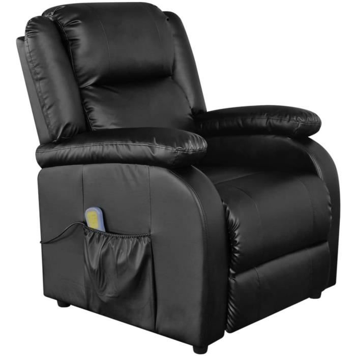 Fauteuil de massage électrique Cuir synthétique Chaises Fauteuil relax Fauteuil Relaxation Massage Réglable Noir