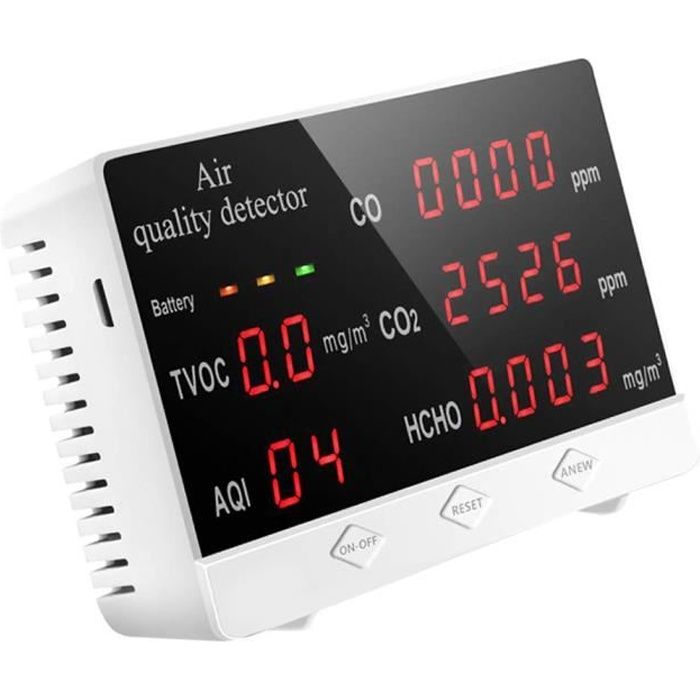Détecteur de qualité de l'air TVOC HCHO CO2 PPM Compteur données en temps réel multifonctionnel intérieur