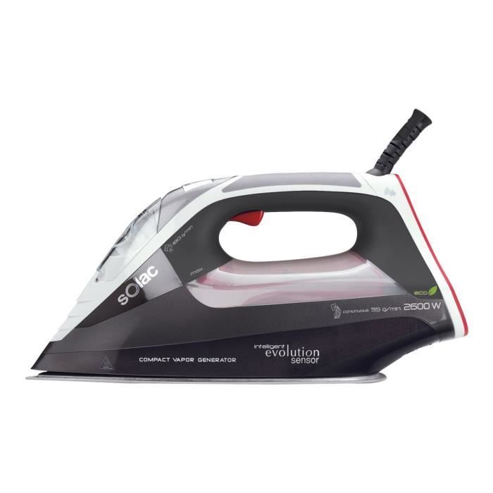 Solac CVG9510 Intelligent Evolution Sensor Fer à vapeur avec fermeture automatique semelle : Illyum ceramic 2600 Watt