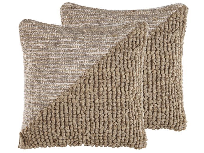 Lot de 2 coussins décoratifs 45 x 45 cm beiges ASLANAPA Lot de 2 coussins décoratifs 45 x 45 cm beiges ASLANAPA