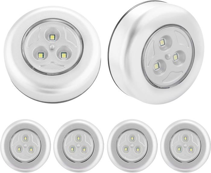 Lot de 6 lampes LED de nuit spot LED autocollant éclairage supplémentaire pour placard escalier miroir vitrines de cuisine ar