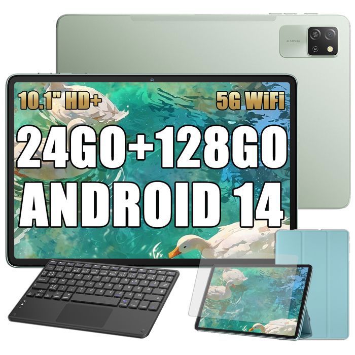 Blackview Tab 60 Pro Tablette Tactile 10.1 HD+ IPS Android 1424Go+128Go/SD 1 To5100mAh(10W) Wifi 5 Vert Avec Clavier K1