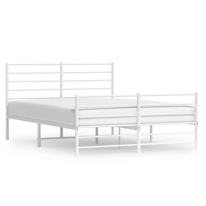 Cadre de lit métal - avec tête de lit/pied de lit - blanc 140x190cm LL213983