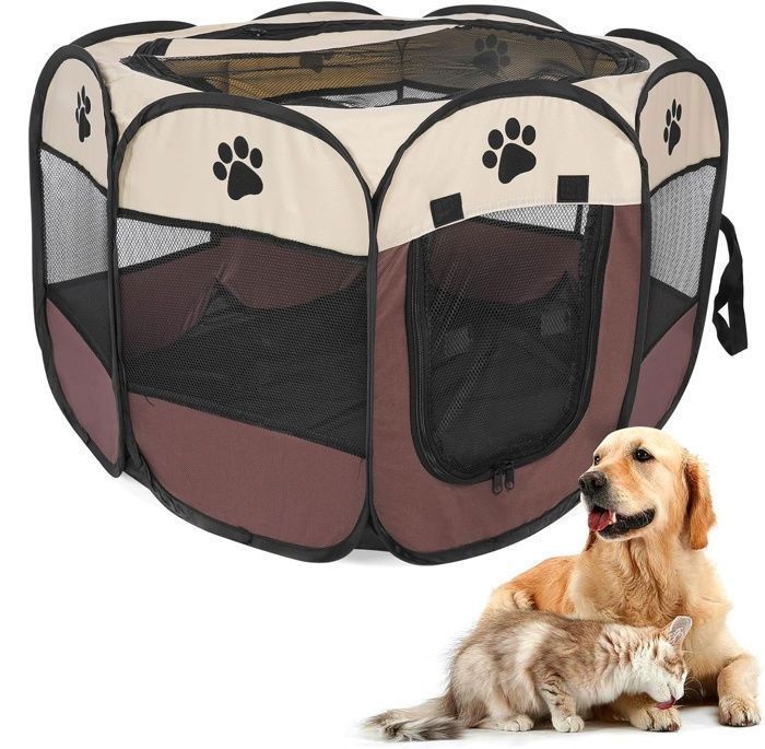 Comparer les prix de Parc pour Chat Chien Chaton Chiot Lapin en Tissu Oxford , Parc Enclos  pour Petits Animaux Pliable 114 x 114 x 58 cm