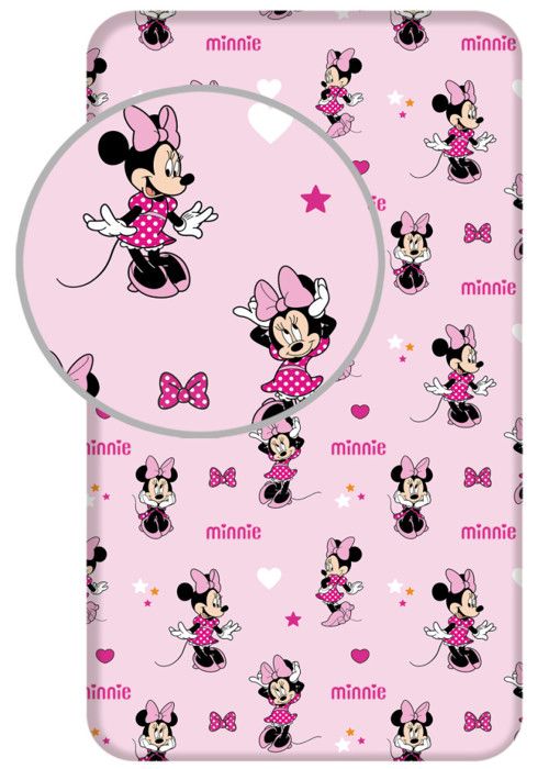DRAP HOUSSE MINNIE PRETTY 90 X 200 + 25 CM - 100% COTON