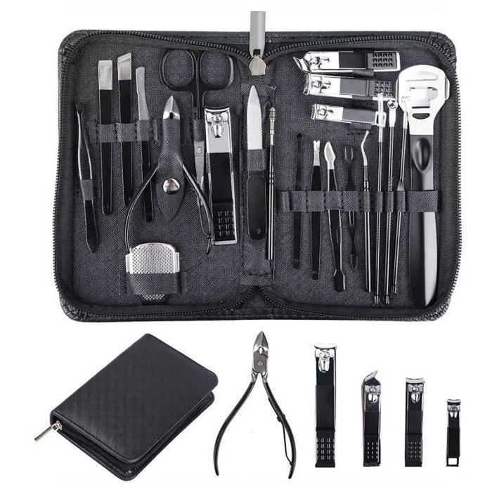 Kit Complet Manucure Et Pédicure 7 Pièces - Coupe-ongles Professionnel En Acier Noir - Non électrique