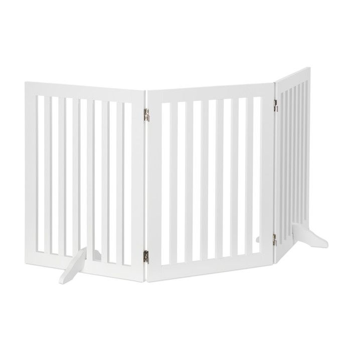 Comparer les prix de Relaxdays Barrière protection pliable grillage pour chiens réglable cheminée et four MDF H x L : 70 x 154 cm blanc