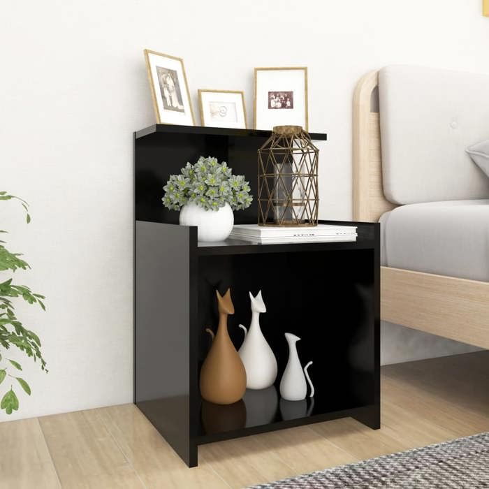 Table de chevet - Table de nuit Classique Noir 40x35x60 cm Aggloméré SGNEW44596