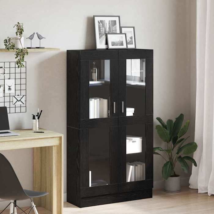 (ON SALE)Armoire de RangementMEUBLE ETAGERE - Bibliothèque - Chêne noir - 82.5x30.5x150 cm Bois dingénierie EU934868