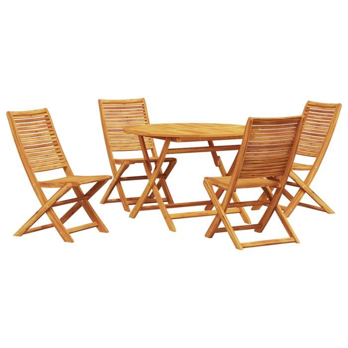 UNIQUE* Ensemble de salle à manger de jardin 5 Pièces - UU - style rustique - en bois dacacia TT856