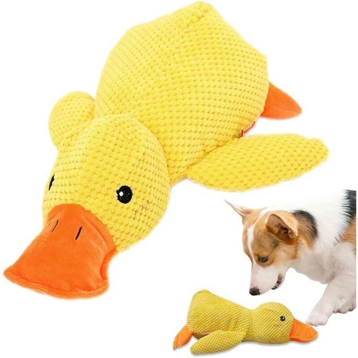 Canard apaisant jaune en peluche douce S pour chiot jouet à mâcher réconfortant .