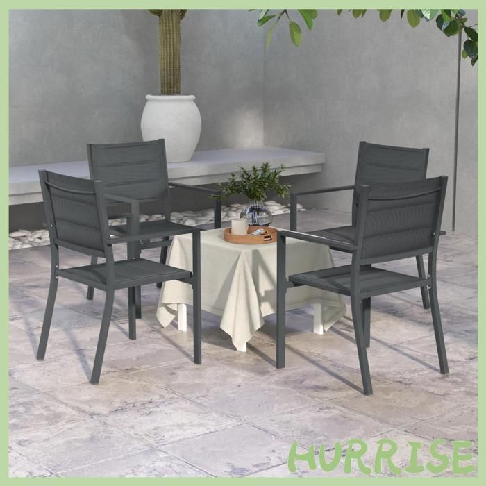 Cocosity Ensemble De 4 Chaises De Jardin Empilables En Aluminium Et Textilène Avec Accoudoirs Lot De 4 Pièces Pour Extérieur