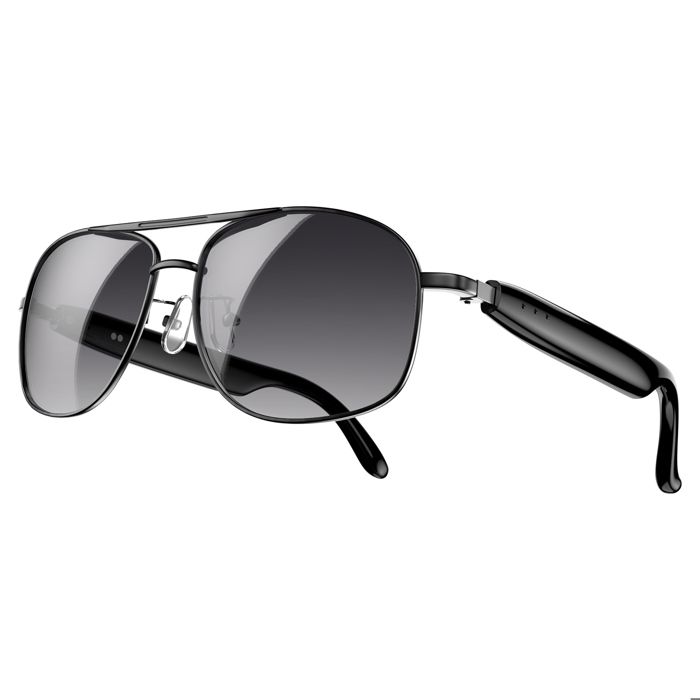 Lunettes Connectées Homme Femme Ecouteur sans Fil Smart Glasses pour Android iOS Musique Telephone Sport Velo Anti UV IP54 Noir