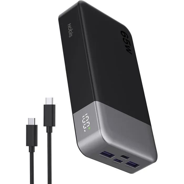 NOBIS 65W Batterie Externe 20000mAh Batterie Externe Charge Rapide PD QC 2*USB-C & 2*USB-A Power Bank avec écran Digital pour tele