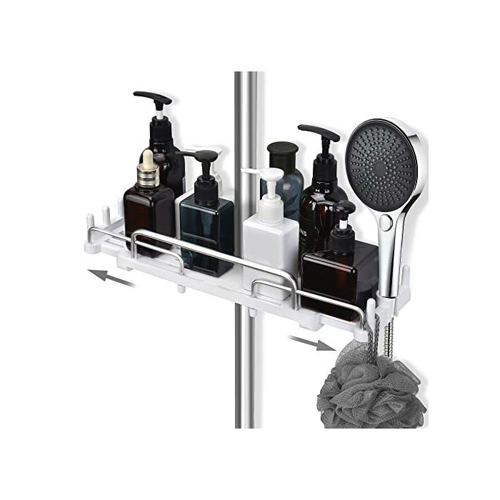 Étagère de Douche télescopique 32-48 cm Suspendre pour Salle de Bain sans perçage étagère de Rangement (Blanc)