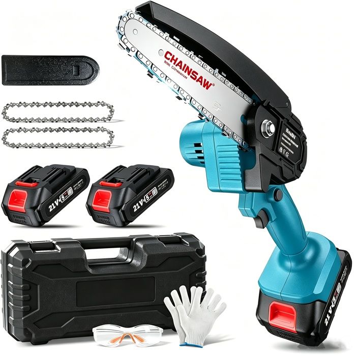 Tronçonneuse Électrique Sans Fil - Mini Tronconneuse 6 Pouces - 2 Batteries 15Ah - pour la Coupe du Bois lélagage Le Jardin