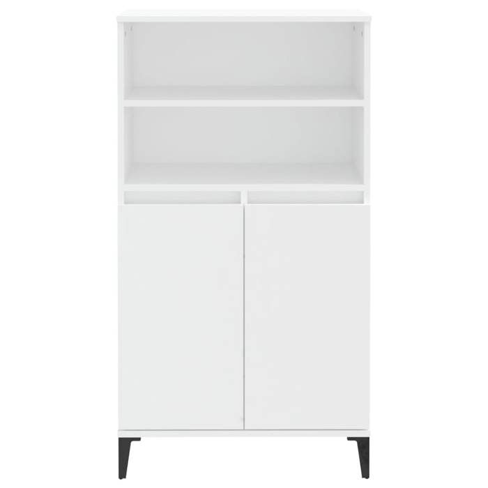 (13073)Meuble rangement - Buffet haut - contemporain - Blanc 60x36x110 cm Bois dingénierie poid:29.82 kg
