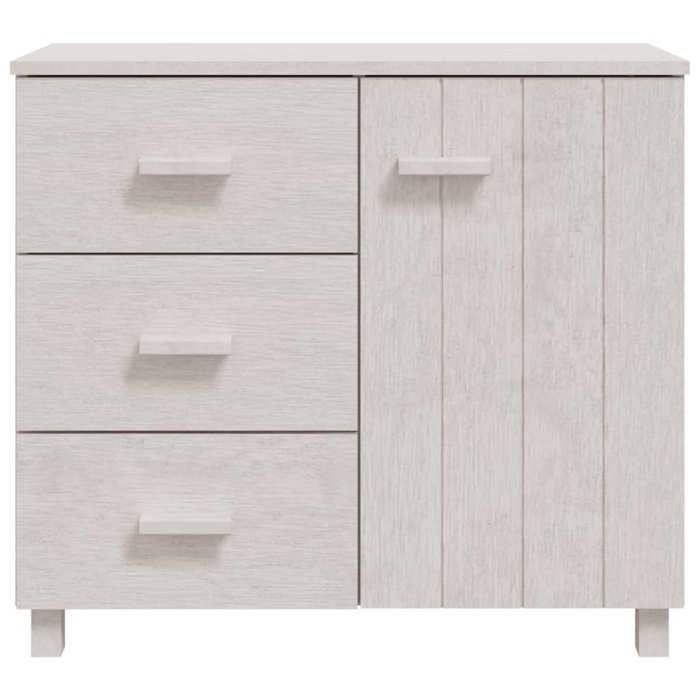 (9338)Commode - contemporain - Buffet rangement - HAMAR Blanc 90x40x80 cm Bois massif de pin poid:26.3 kg