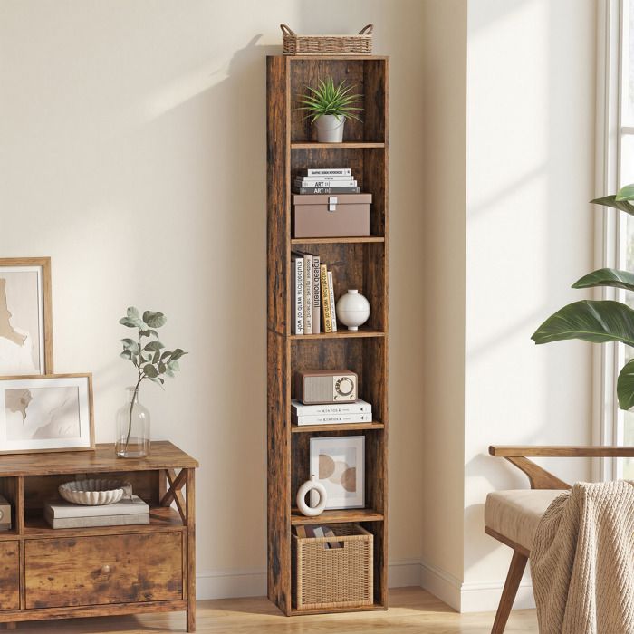 Bibliothèque avec 6 Niveaux pour Bureau à Domicile Chambre Salon Bureau Marron rustique