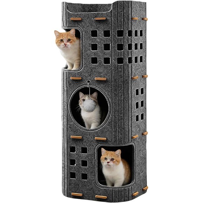 Niche Pour Chat En Feutre Grand Lit Pour Chat Avec Griffoir Et Balle De Jeu Grotte Pour LIntérieur Des Petits Chats Prot[AC942]